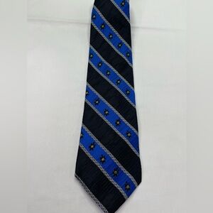 Guy Laroche Silk  Blue Striped Tie 60” x 4”